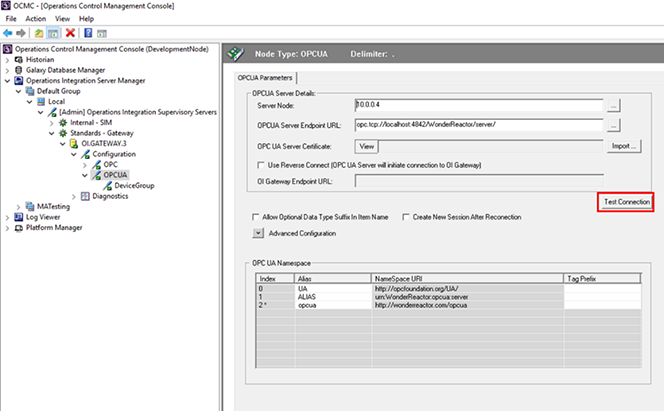 Configure the OPC UA Server Connection