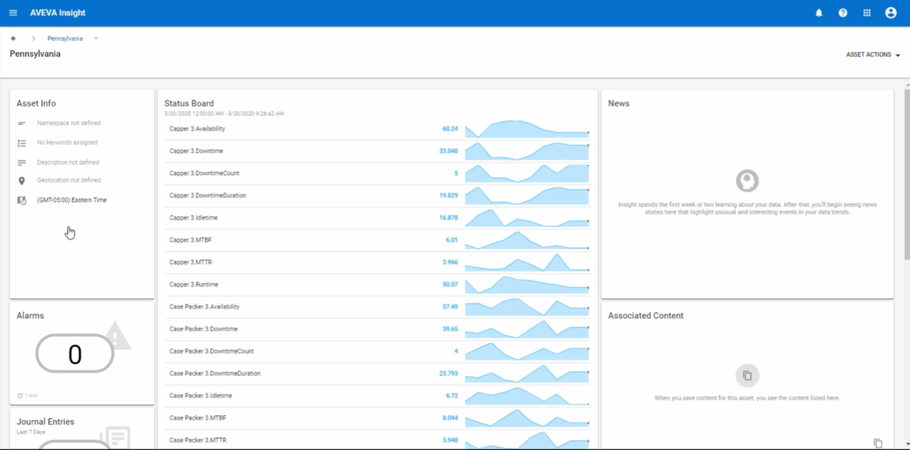 Configuring asset time zones in AVEVA Insight